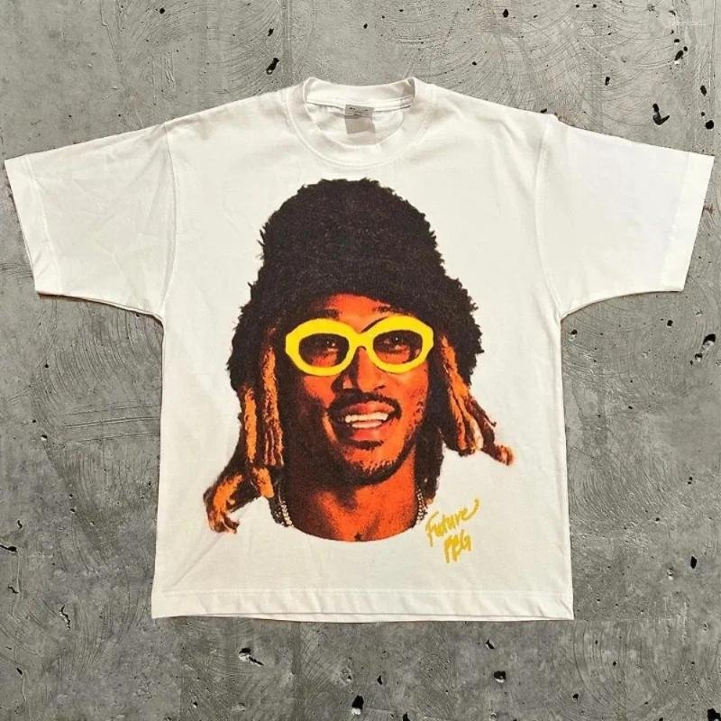 Men's T Shirts High Street Retro Trend Portrait Print Short Sleeve T-shirt For Men Y2k Goth Harajuku Hip Hop Couple Casual Loose