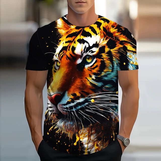 Golden Lion King 3D Printed Men's T Shirt Summer Casual T Shirt Animal Pattern Top Harajuku Short Sleeve Streetwear