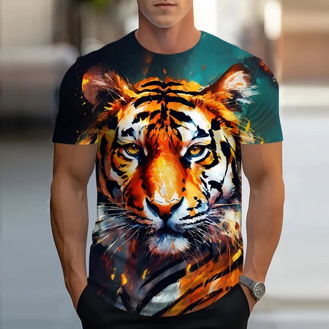 Golden Lion King 3D Printed Men's T Shirt Summer Casual T Shirt Animal Pattern Top Harajuku Short Sleeve Streetwear