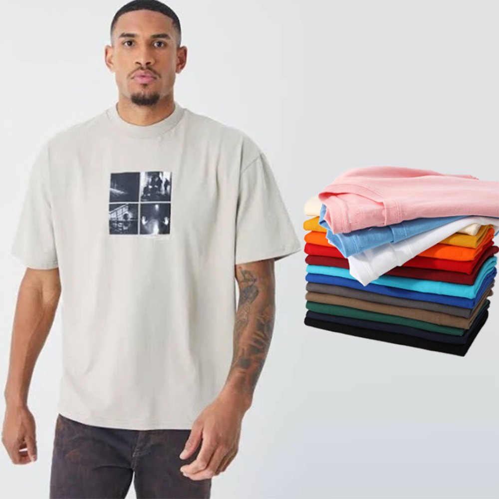 Custom Oversized Men's T-shirt Logo Printed T-shirt Heavy Weight tshirts Custom Men's Print T-Shirt