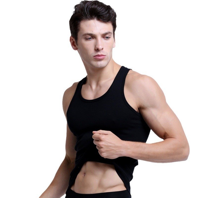 Men's 100% Cotton Sleeveless Vest 2024 Summer Youth Track Fitness Sport Solid Color O-Neck T-shirt Factory Anti-Pilling