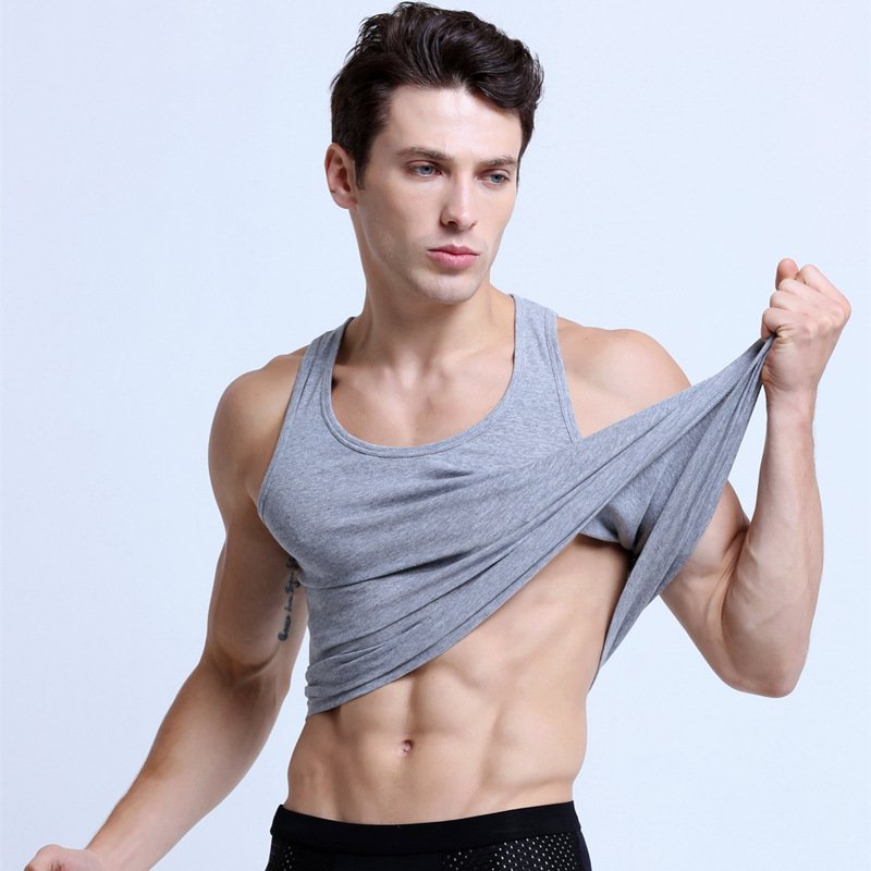 Men's 100% Cotton Sleeveless Vest 2024 Summer Youth Track Fitness Sport Solid Color O-Neck T-shirt Factory Anti-Pilling