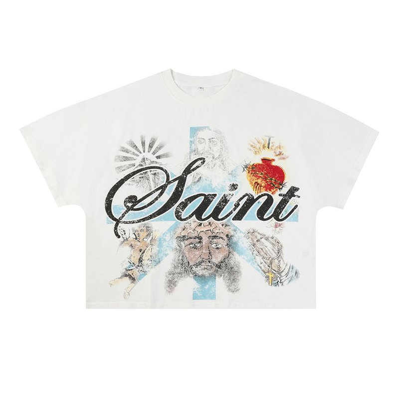 High Quality Custom Printed Logo Promotional Vintage Heavy Oversized Unisex Manufacturer Screen Printed Cropped Mens T Shirt