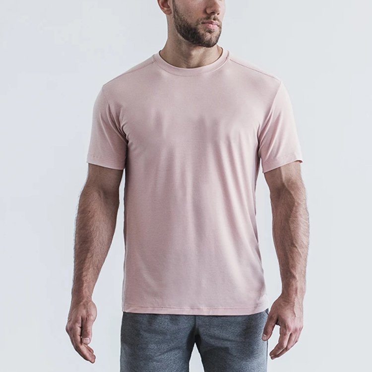 Mens Tshirt 95% cotton 5% elastane Blank Tshirt Mens Longline Crew Neck Tshirt