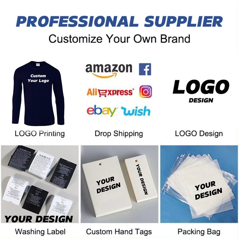 Wholesale 100% Cotton Custom Logo With Your Design O-Neck Silk Screen printing Long Sleeve Men's T Shirt