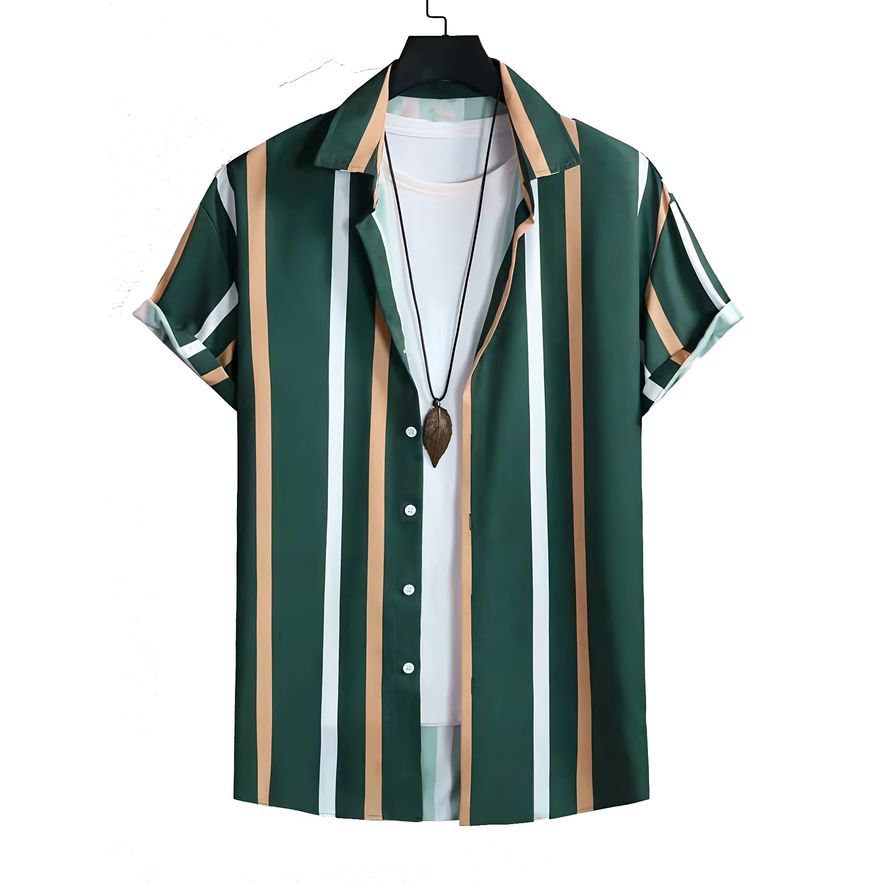 Summer Men's Stripe Turndown Collar Short Sleeve Shirt Trendy Comfy Polo T-shirts Casual Loose Plus Size Men's Clothing