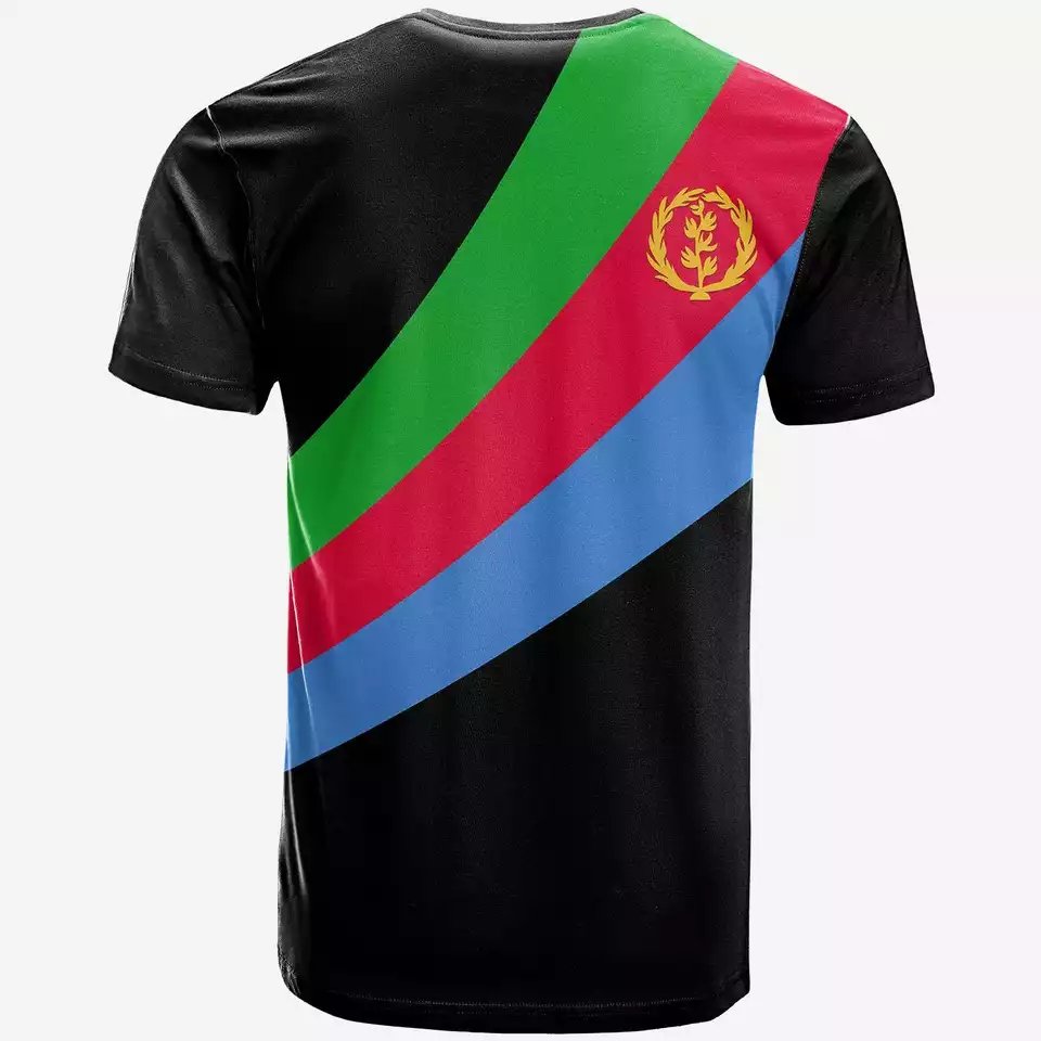 Personalized Eritrea Striped Mens Oversized Tshirt White And Black Printed T-shirts For Men Streetwear Polyester Men's T-shirts