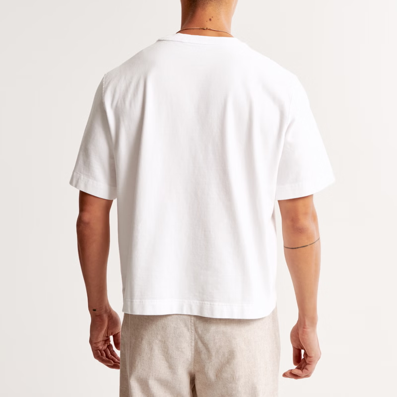 Wholesale crop top boxy fit men's t-shirt drop shoulder blank cropped length 100% Cotton oversized tshirt