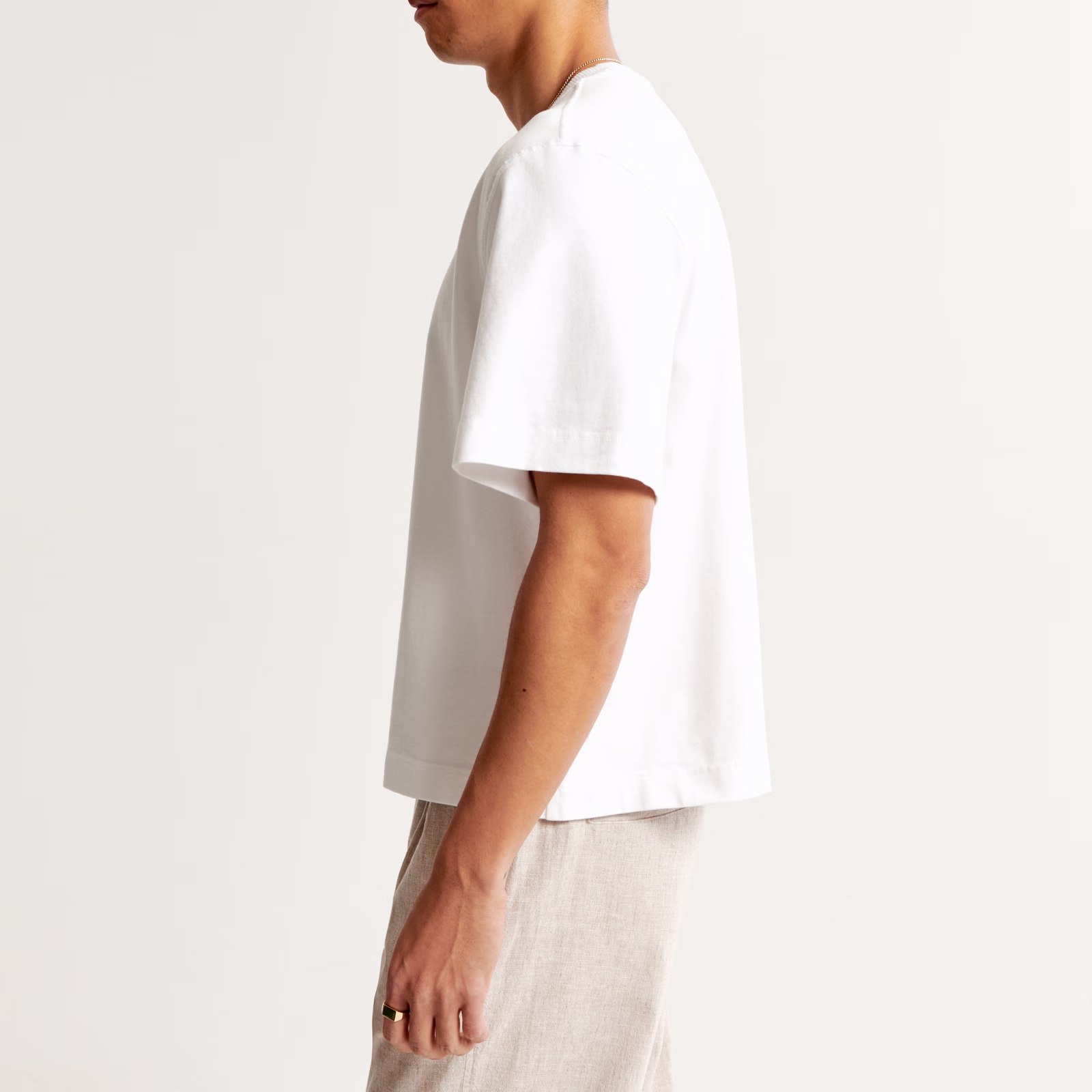 Wholesale crop top boxy fit men's t-shirt drop shoulder blank cropped length 100% Cotton oversized tshirt