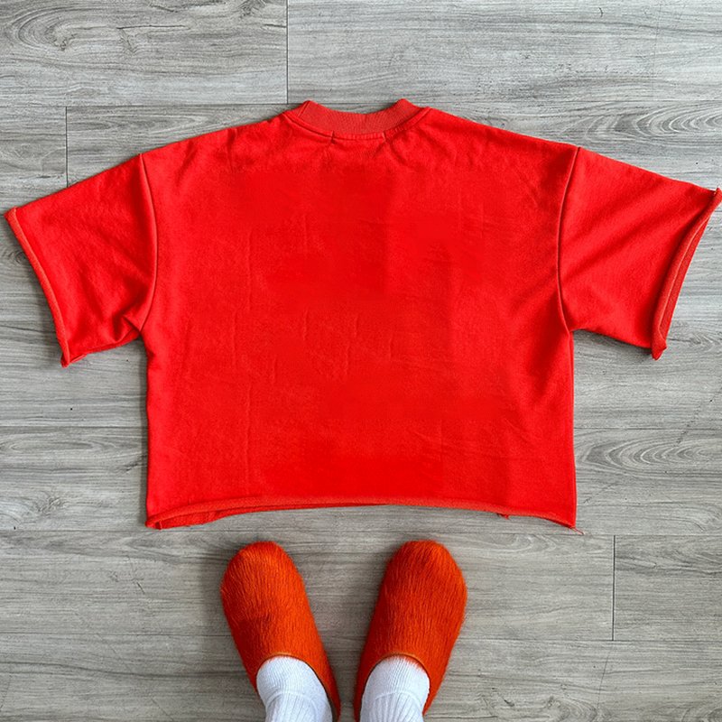 YSJY Manufacturer Streetwear Custom Print Logo Acid Wash Boxy Tee Cotton Screen Graphic Cropped T-Shirt Men