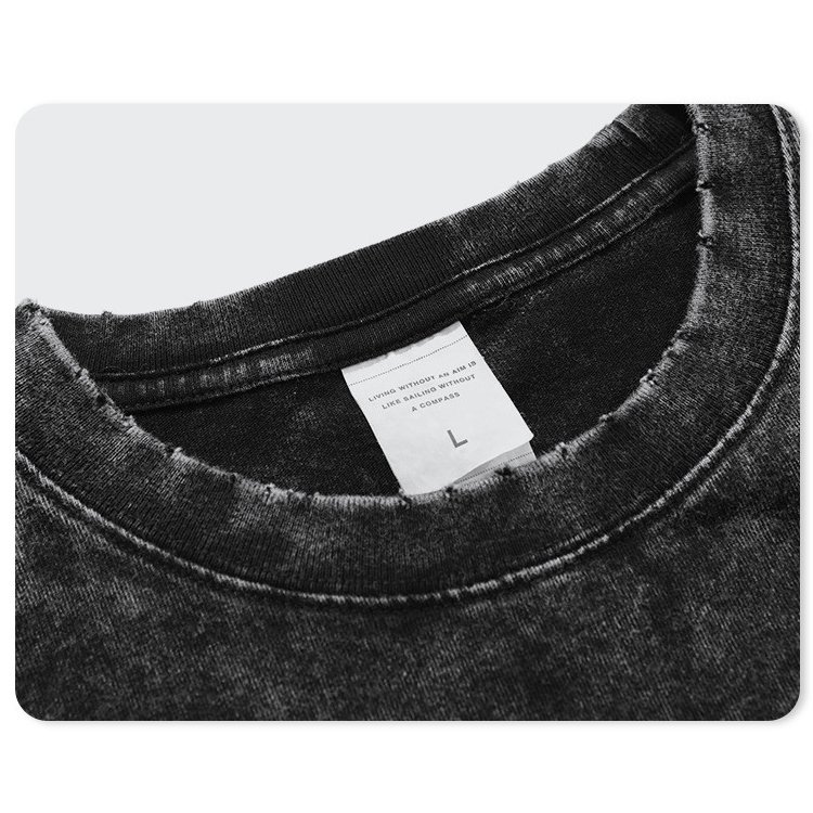 High Quality Vintage Wash Men's T-Shirt 250 Grams Thick Cotton Crew Neck Breathable and Soft Printed Pattern for Summer