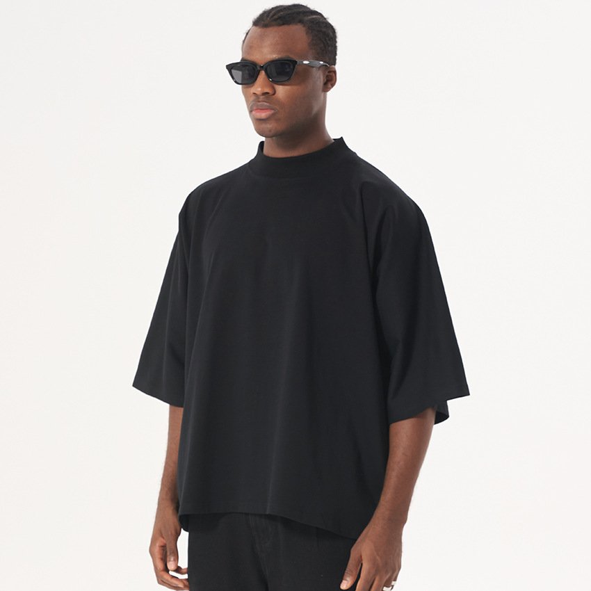 Solid color fashion brand popular men's short-sleeved T-shirt heavy cotton half-sleeved men's T-shirt summer round neck T-shirt
