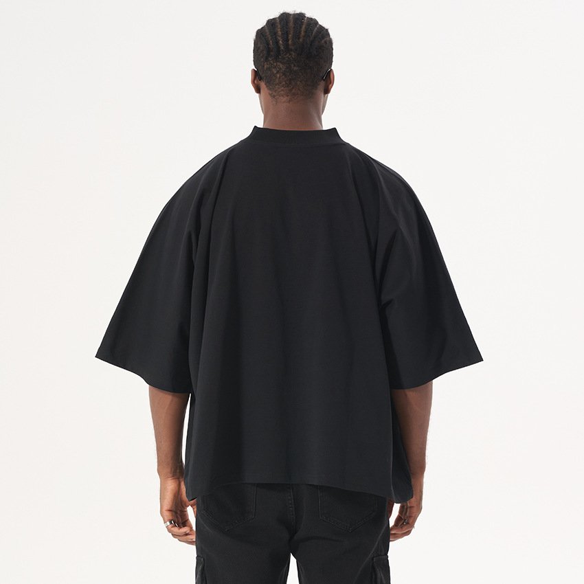 Solid color fashion brand popular men's short-sleeved T-shirt heavy cotton half-sleeved men's T-shirt summer round neck T-shirt