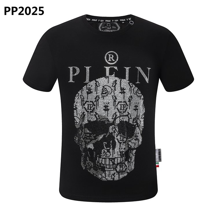 Summer crew-neck fashion Skull Iron drill temperament Breathable cotton top PLEIN men's T-shirt