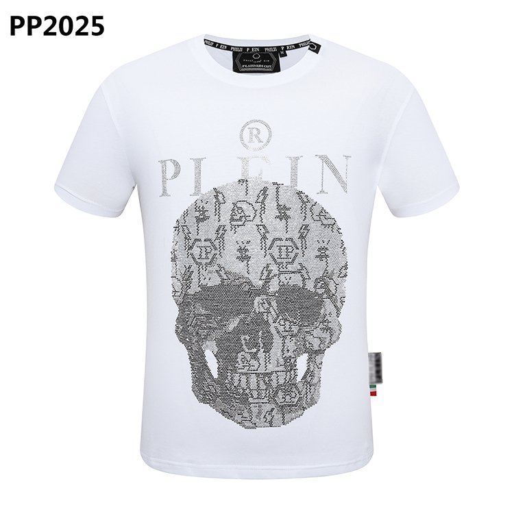 Summer crew-neck fashion Skull Iron drill temperament Breathable cotton top PLEIN men's T-shirt