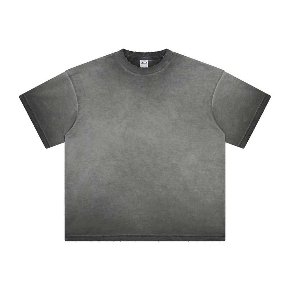 Oversized Men T Shirt Spray Print Vintage Washed Mens T Shirt Men Distressed Heavyweight Cotton Blank T Shirt