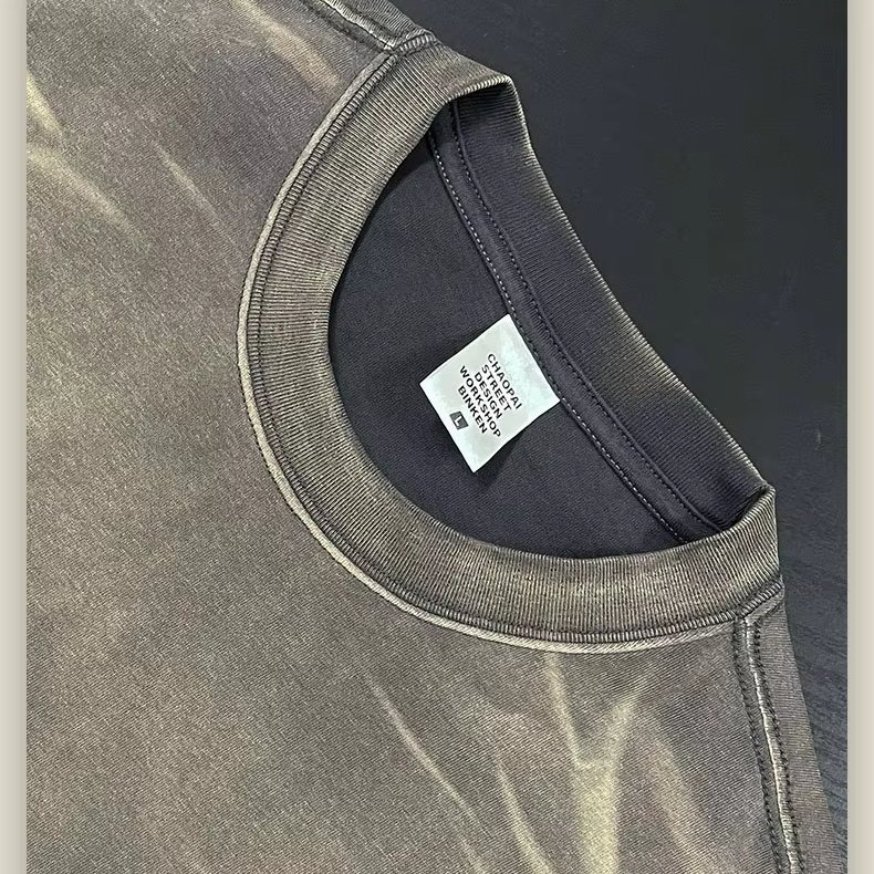 Luxury Men's 100% Cotton Acid Washed T-Shirt High Quality Vintage Logo Custom Faded Oversized Design Short O-Neck tshirt