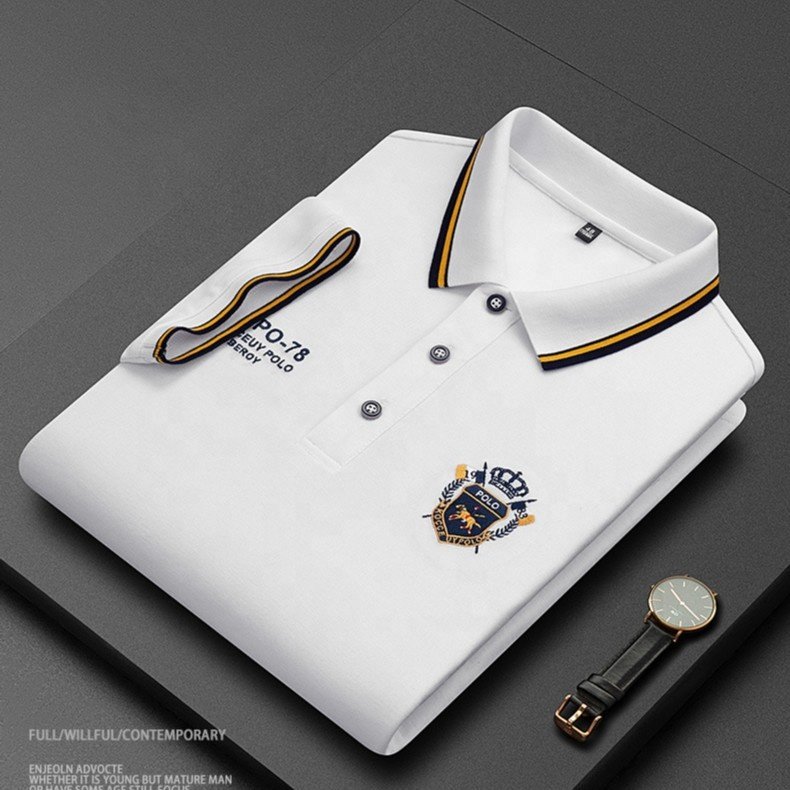 High Quality Men's Short Sleeve Business Golf T-Shirts Breathable Summer Polyester Fabric Embroidered Animal Plus Size-Available