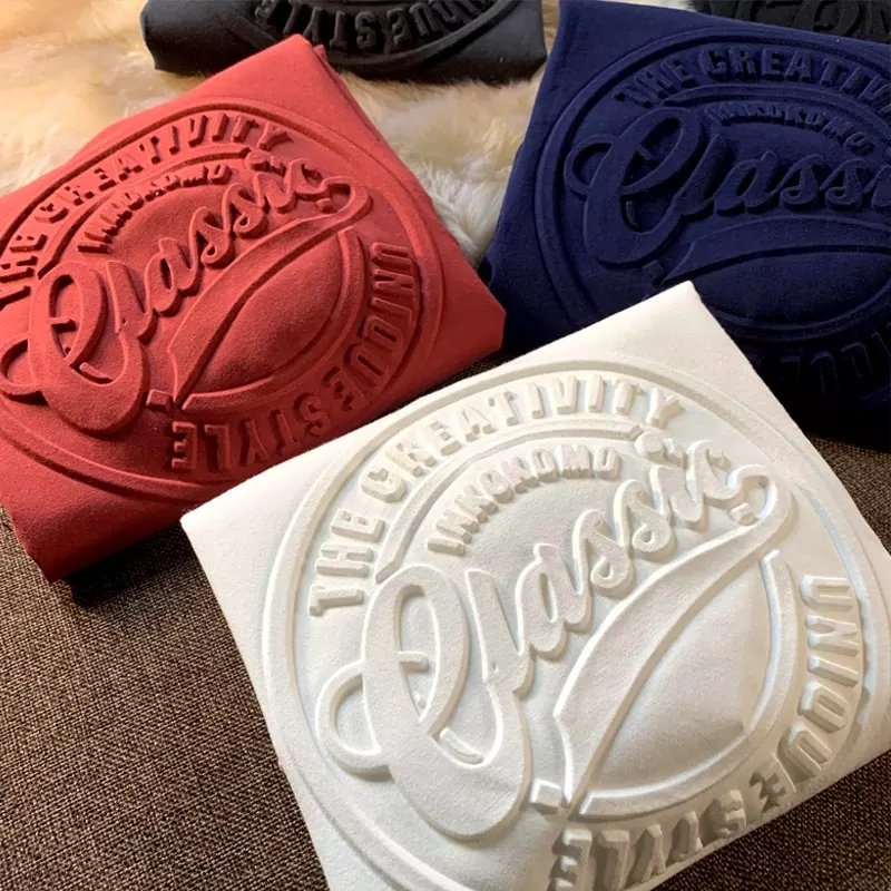 high quality cotton Emboss tee shirt oversized plain o neck men's t-shirts custom 3d embossed puff printing logo tshirt for men