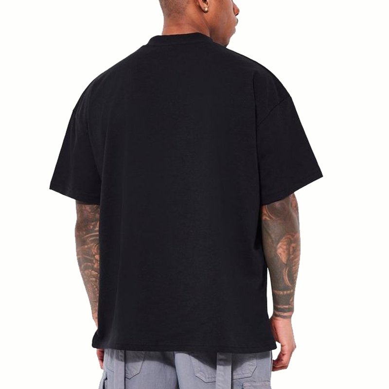 men's tshirt custom logo printing 100% cotton oversized drop shoulder streetwear blank mock rib neck tshirt for men