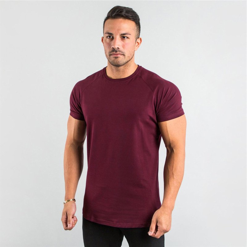 Custom logo Men fit t-shirts 95% cotton 5% spandex short sleeve tee shirt men workout fitness gym athletic men's t-shirts