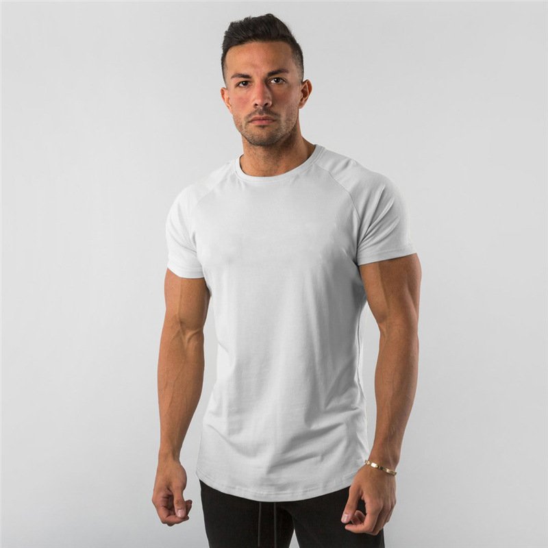 Custom logo Men fit t-shirts 95% cotton 5% spandex short sleeve tee shirt men workout fitness gym athletic men's t-shirts