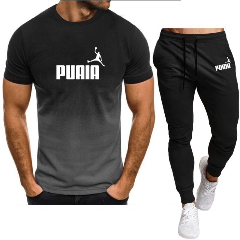 2023summer Hot Men's T-shirt + Pants Suit Men's Sports Suit Brand Logo Printing Casual Fashion Cotton Short Sleeves T-shirt Sets