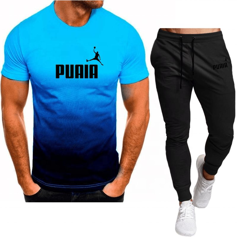 2023summer Hot Men's T-shirt + Pants Suit Men's Sports Suit Brand Logo Printing Casual Fashion Cotton Short Sleeves T-shirt Sets