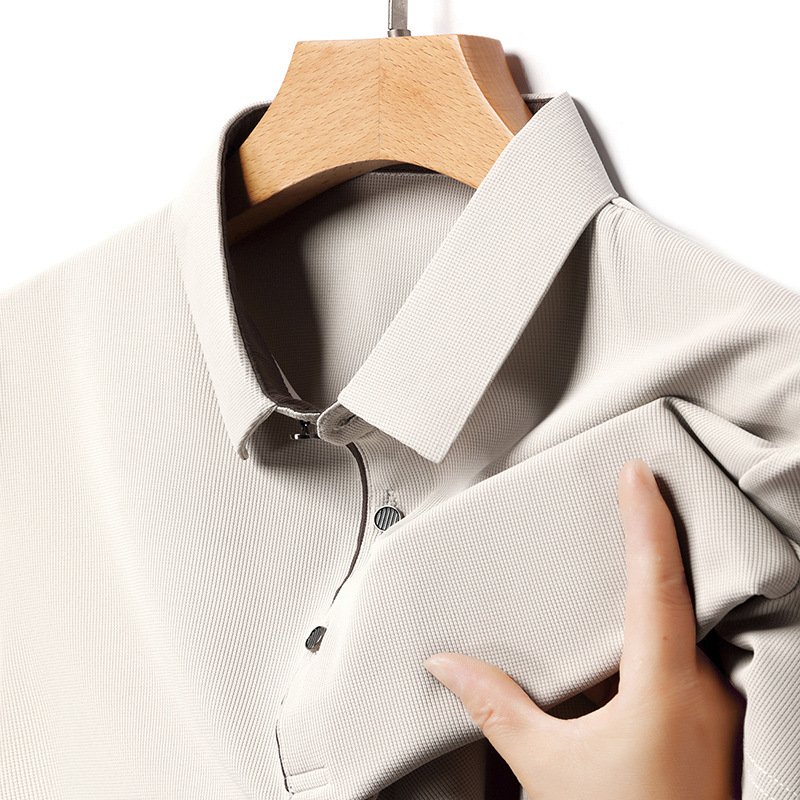 Seamless ice silk polo shirt Summer business casual skin friendly breathable lapel dad short-sleeved T-shirt