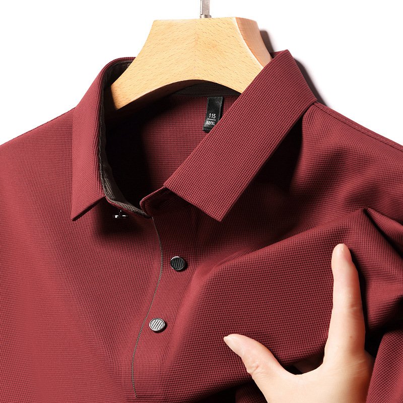 Seamless ice silk polo shirt Summer business casual skin friendly breathable lapel dad short-sleeved T-shirt