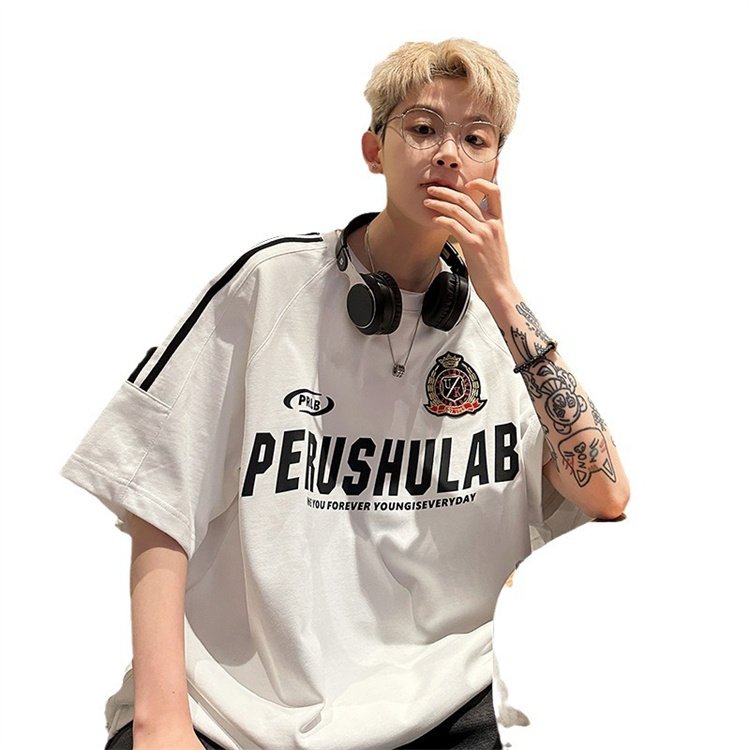 2024 New Trendy Couple Loose Vintage Stripe Sports Top Fashion Casual Men's Short sleeved T-shirt