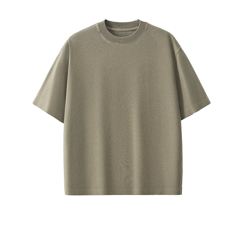 HOT sales Vintage Casual for men's t-shirt 280GSM heavy weight Solid color acid washed tshirt Puff Print tshirt