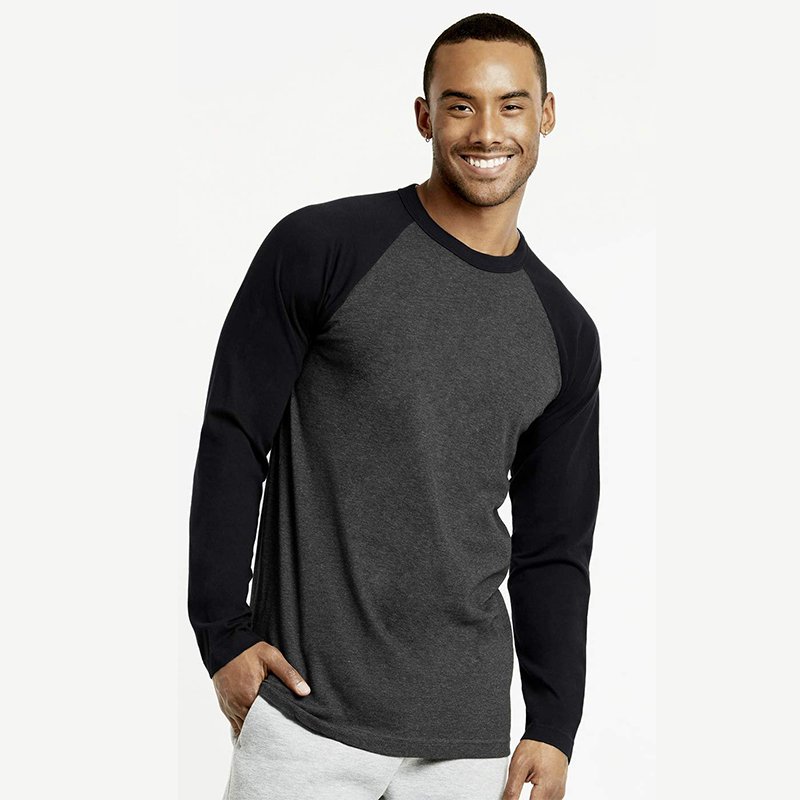 High Quality Full Sleeve T Shirt For Men 100% Cotton Plain Black Clothes Fashion Men's Breathable Round Neck Long Sleeve T-shirt