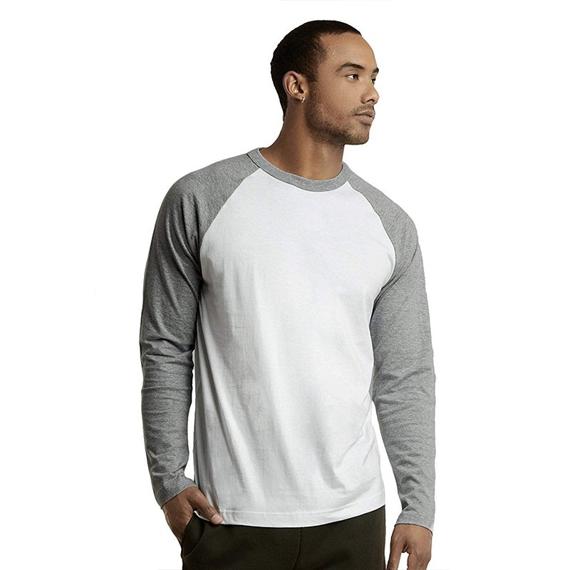 High Quality Full Sleeve T Shirt For Men 100% Cotton Plain Black Clothes Fashion Men's Breathable Round Neck Long Sleeve T-shirt
