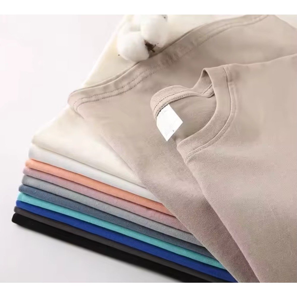 Summer 210g Heavyweight Cotton Men's T-shirt Custom Blank Drop Shoulder Short Sleeve Oversized Tshirt