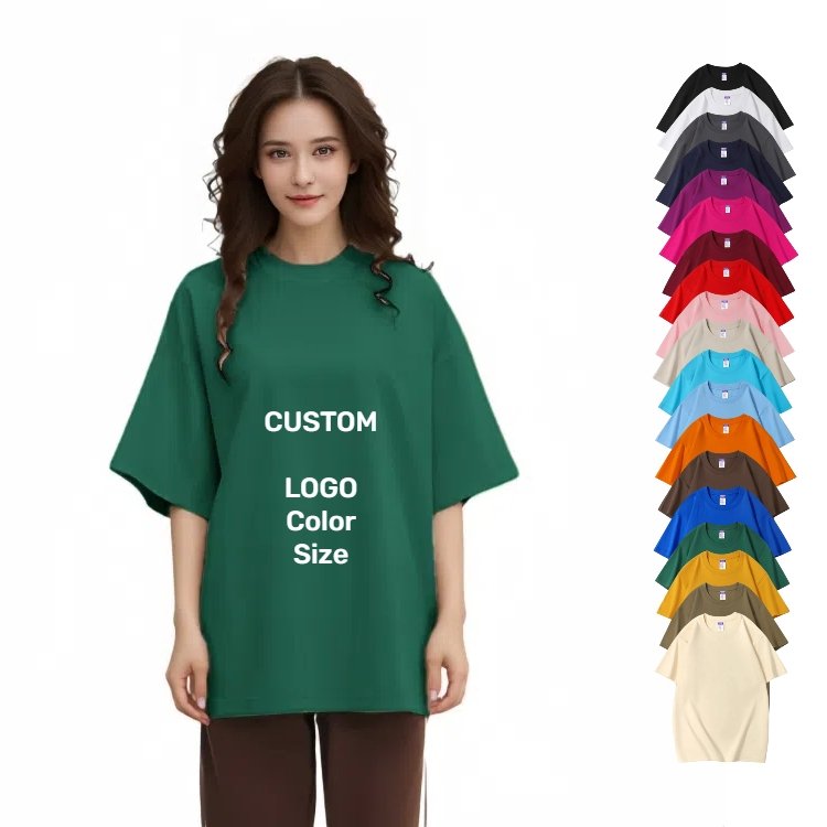 2024 Custom 300G 305G 100%Cotton Heavy Dropped Shoulder Solid Color T-shirt Short Sleeve Street Oversize men's T-shirts