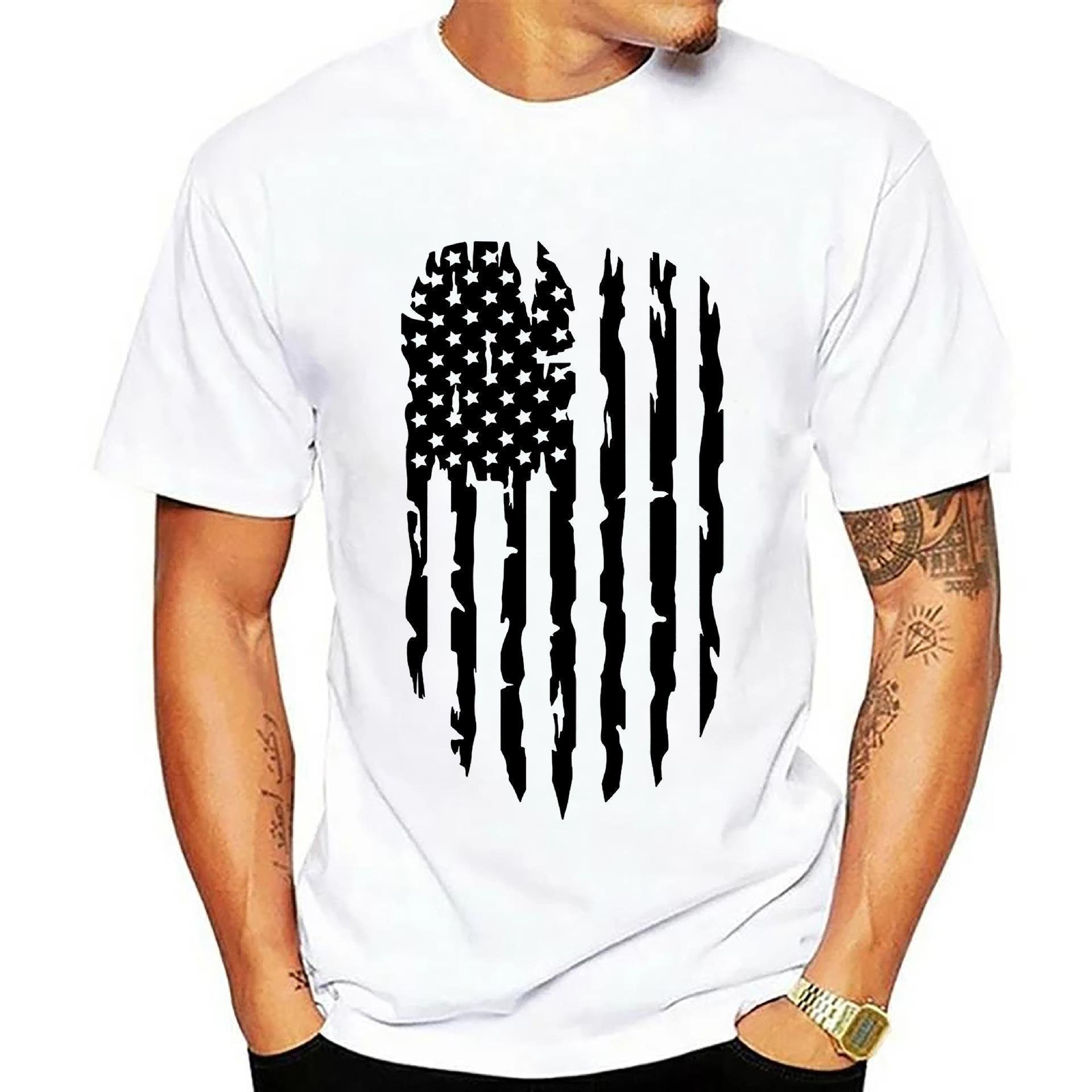 Fashion Printing Heavy Weight Men's 3D digital Printed T-shirt Men's T-shirt Independence Day T-shirt
