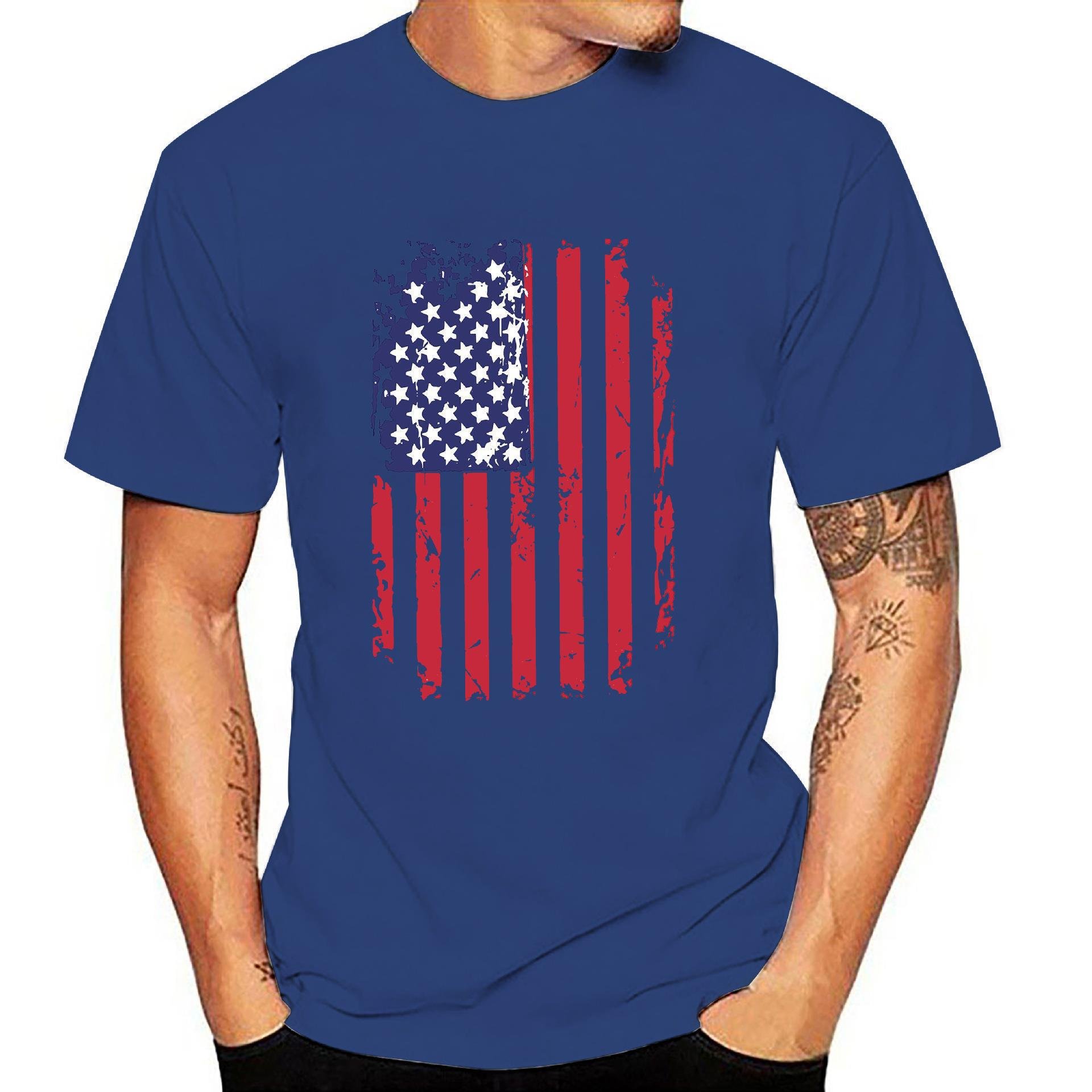 Fashion Printing Heavy Weight Men's 3D digital Printed T-shirt Men's T-shirt Independence Day T-shirt