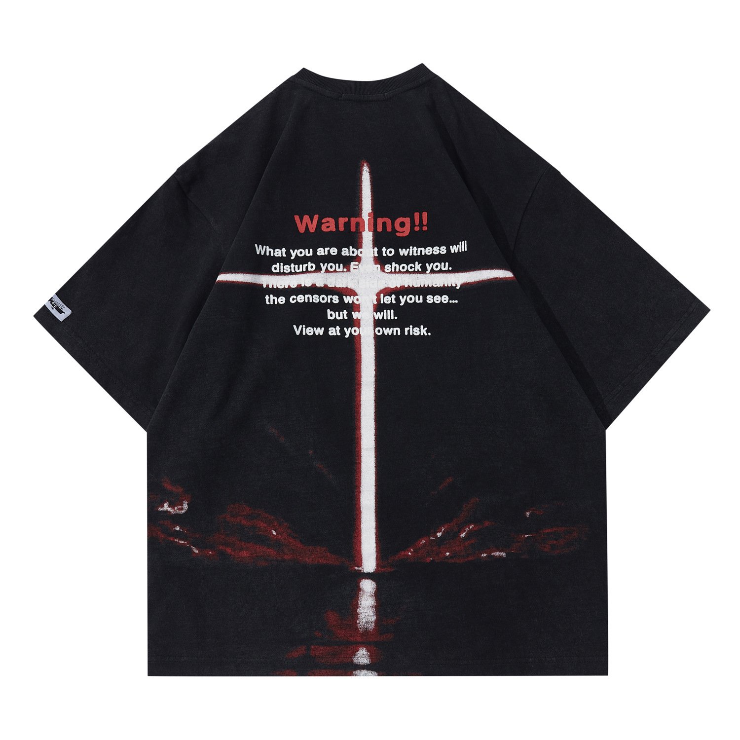 Summer American vintage washed distressed printing loose casual cotton plus size men t shirt men's t-shirts