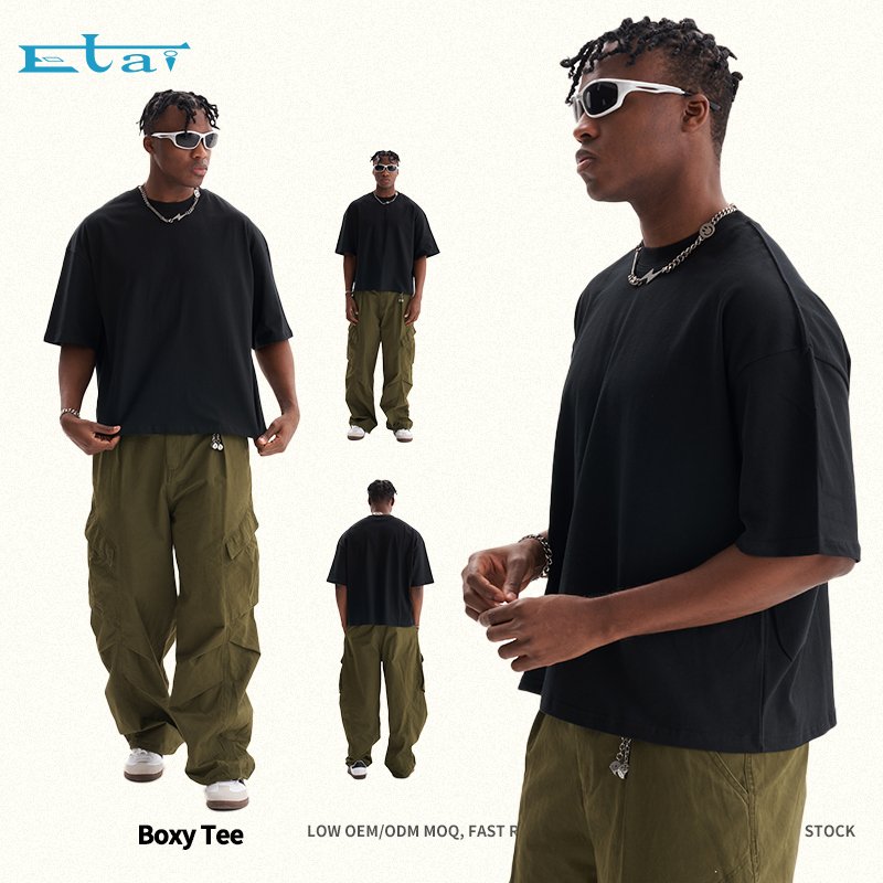 high quality 100% cotton men's t-shirt boxy oversized tshirt streetwear cropped custom t shirts for men