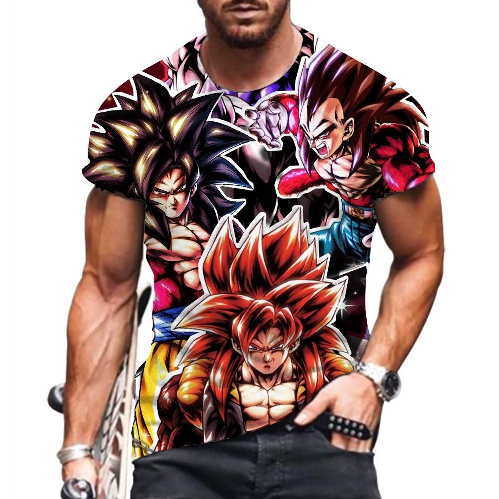 Men's T-shirt Harajuku Style DBZ Clothing Oversized Short Sleeve Goku Y2k Shirts T-shirts Tops Super Saiya Hip Hop New