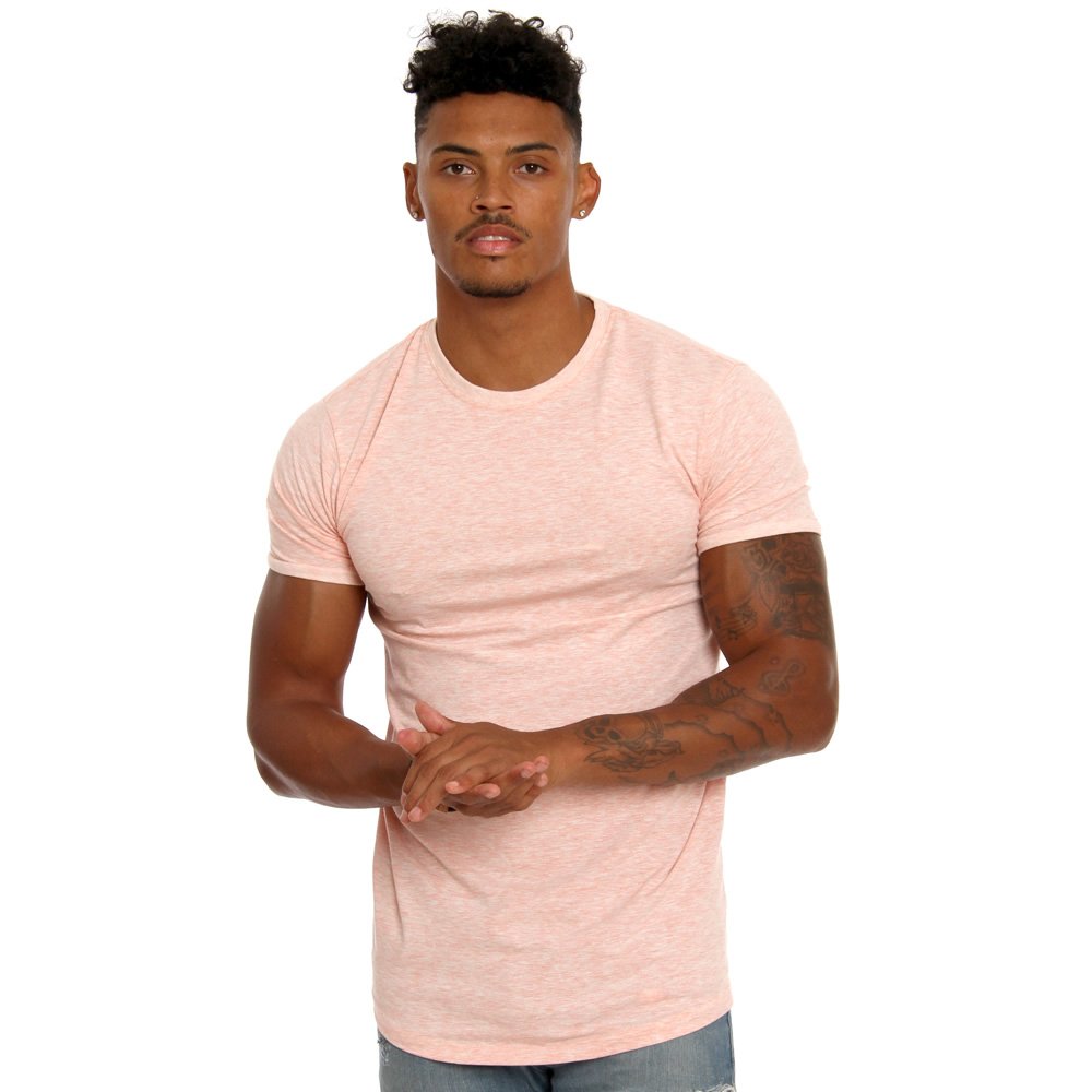 New Men Cotton Short Sleeve T-Shirt Fitness Slim Patchwork Black T-Shirt Curved Hem Male Gym T-Shirts