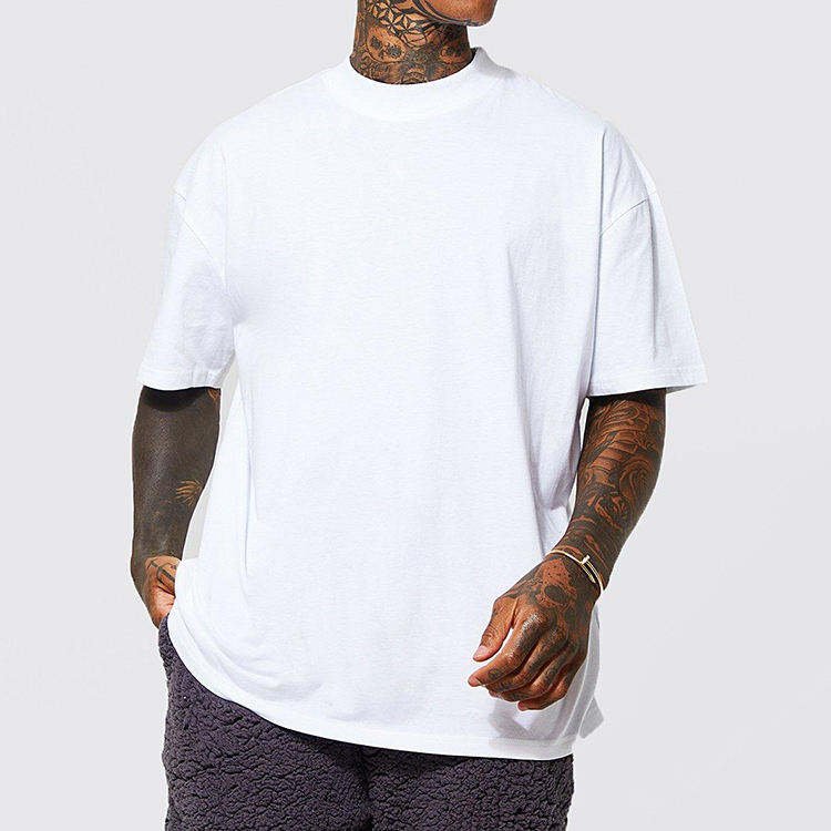 customisable good quality 220gsm t shirt blanc round neck heavy 100% cotton oversize apparel plus size men's t-shirts