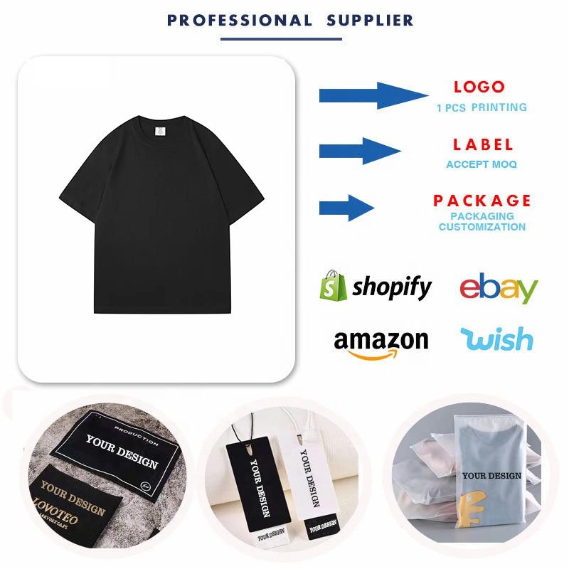 customisable good quality 220gsm t shirt blanc round neck heavy 100% cotton oversize apparel plus size men's t-shirts