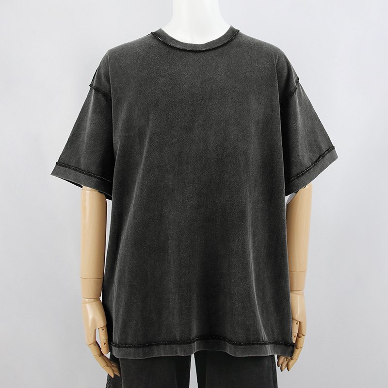 Men fashion loose reverse cut and sew t shirt 100% cotton oversized tshirt custom washed vintage t shirt