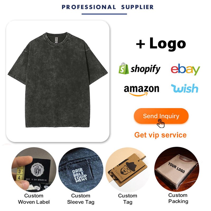 Oem Custom Logo Streetwear Oversized T Shirt Heavy Weight Tshirt Graphic Acid Wash Vintage T Shirt