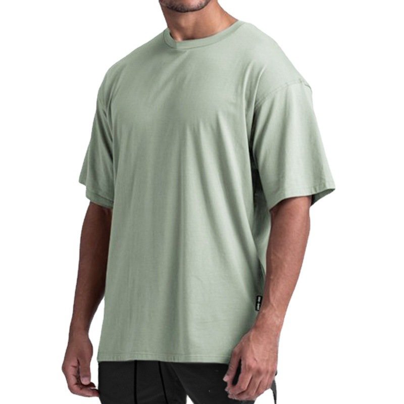 New Men's Summer 2023 Solid Color T-shirt Europe and America trend breathable plus size round neck T-shirt