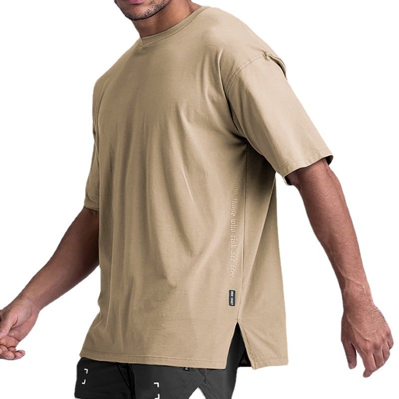 New Men's Summer 2023 Solid Color T-shirt Europe and America trend breathable plus size round neck T-shirt