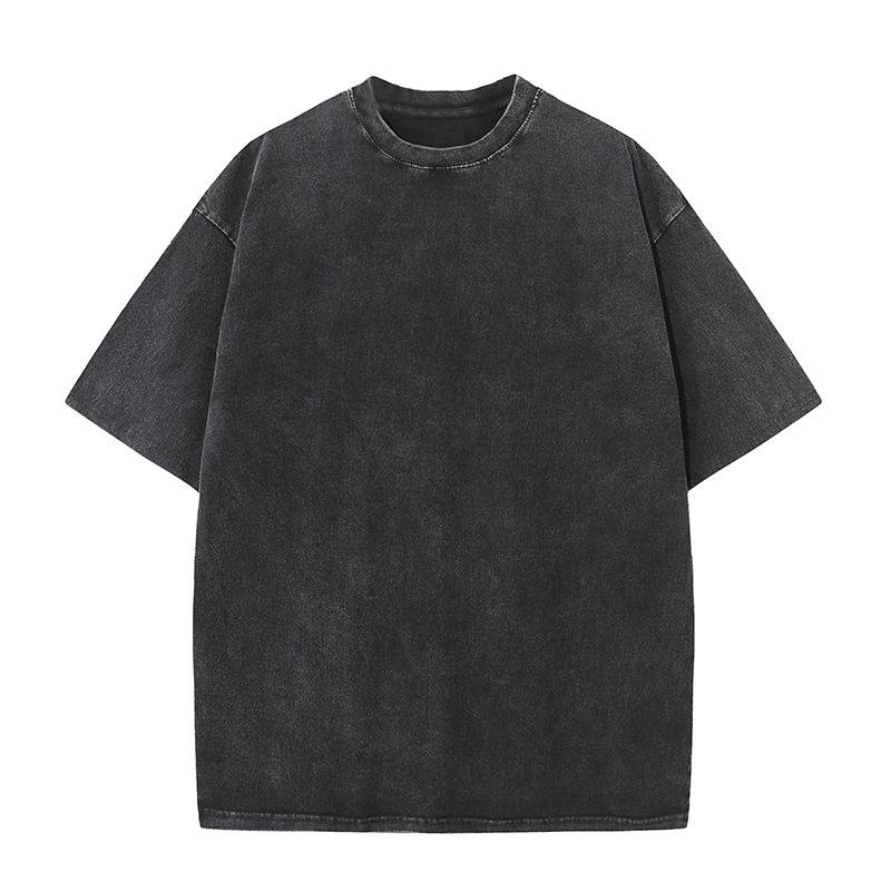 2024 Wholesale 100% Cotton Men's T-shirts Oversized Heavy Vintage Plain Streetwear Tee Loose Casual Acid Wash Blank T Shirts