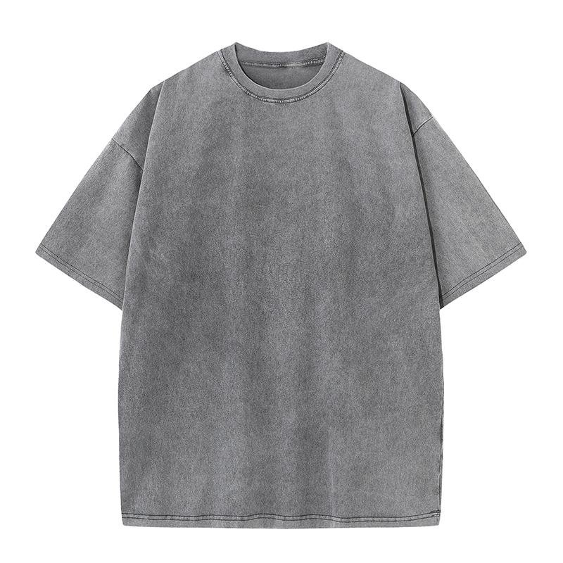 2024 Wholesale 100% Cotton Men's T-shirts Oversized Heavy Vintage Plain Streetwear Tee Loose Casual Acid Wash Blank T Shirts